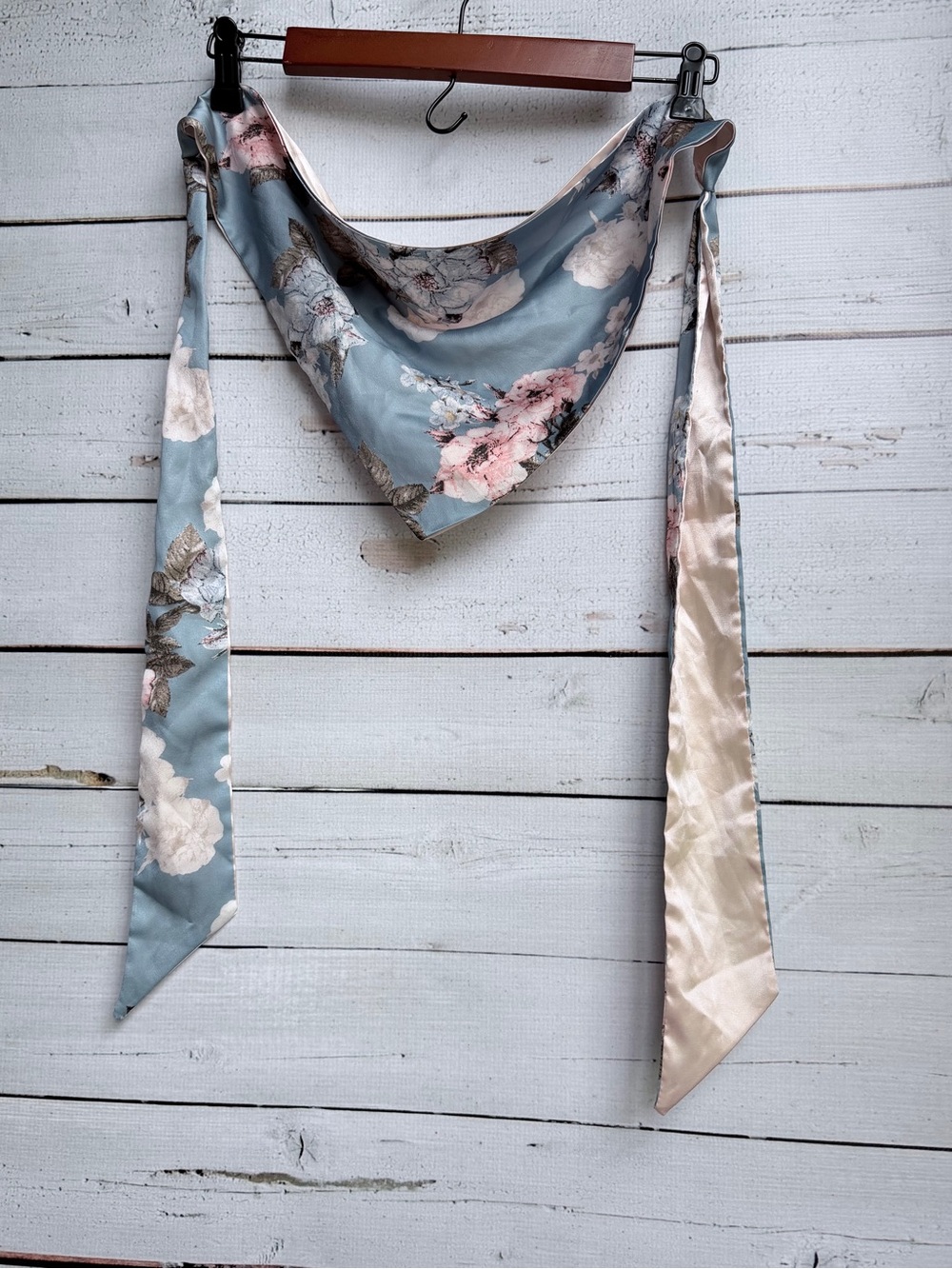Satin Floral Triangular Hair Scarf Headband